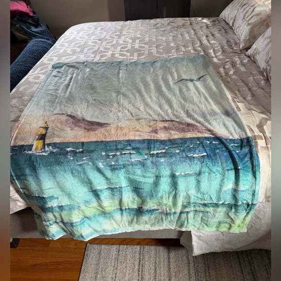 New Beach Themed Fleece Throw Blanket - Picture 1 of 9